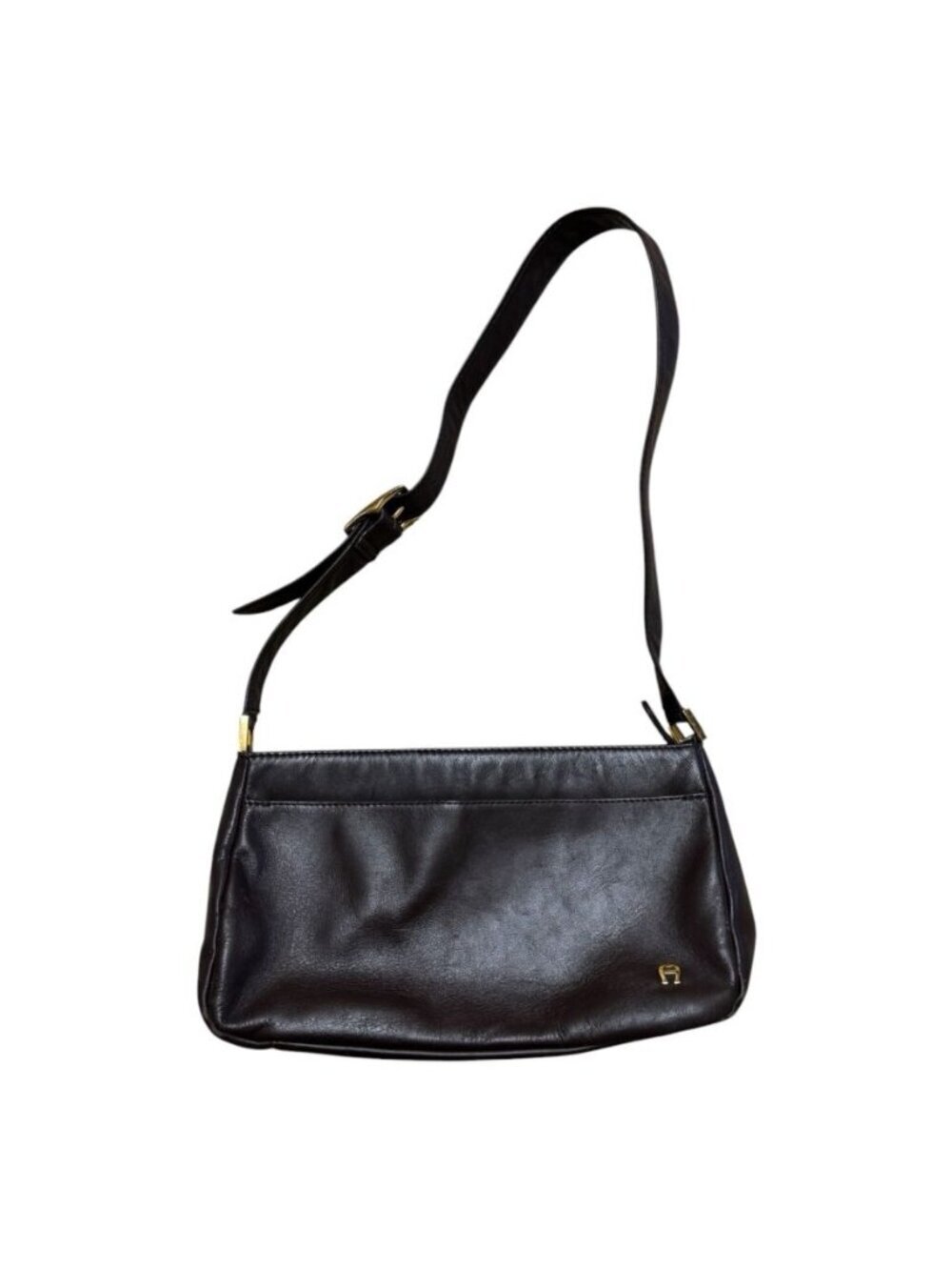 Vintage Etienne Aigner Brown Leather Shoulder Bag Purse Gold Tone Logo
